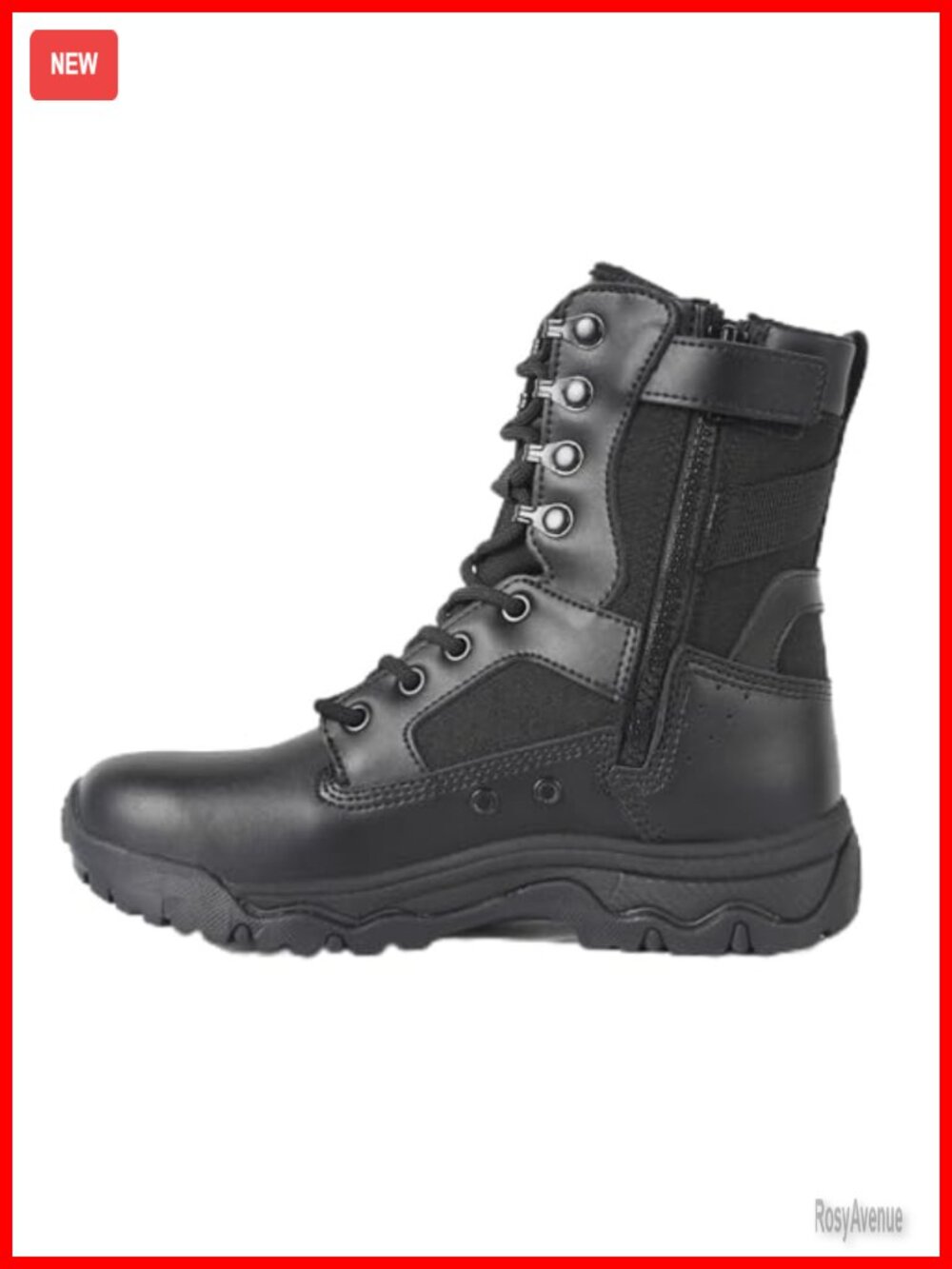 Women's Tactical Combat Boots 8in Side Zip Water Resistant Motorcycle